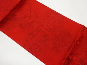 本場筑前博多亀甲に鶴・松竹梅・花々模様織出し名古屋帯